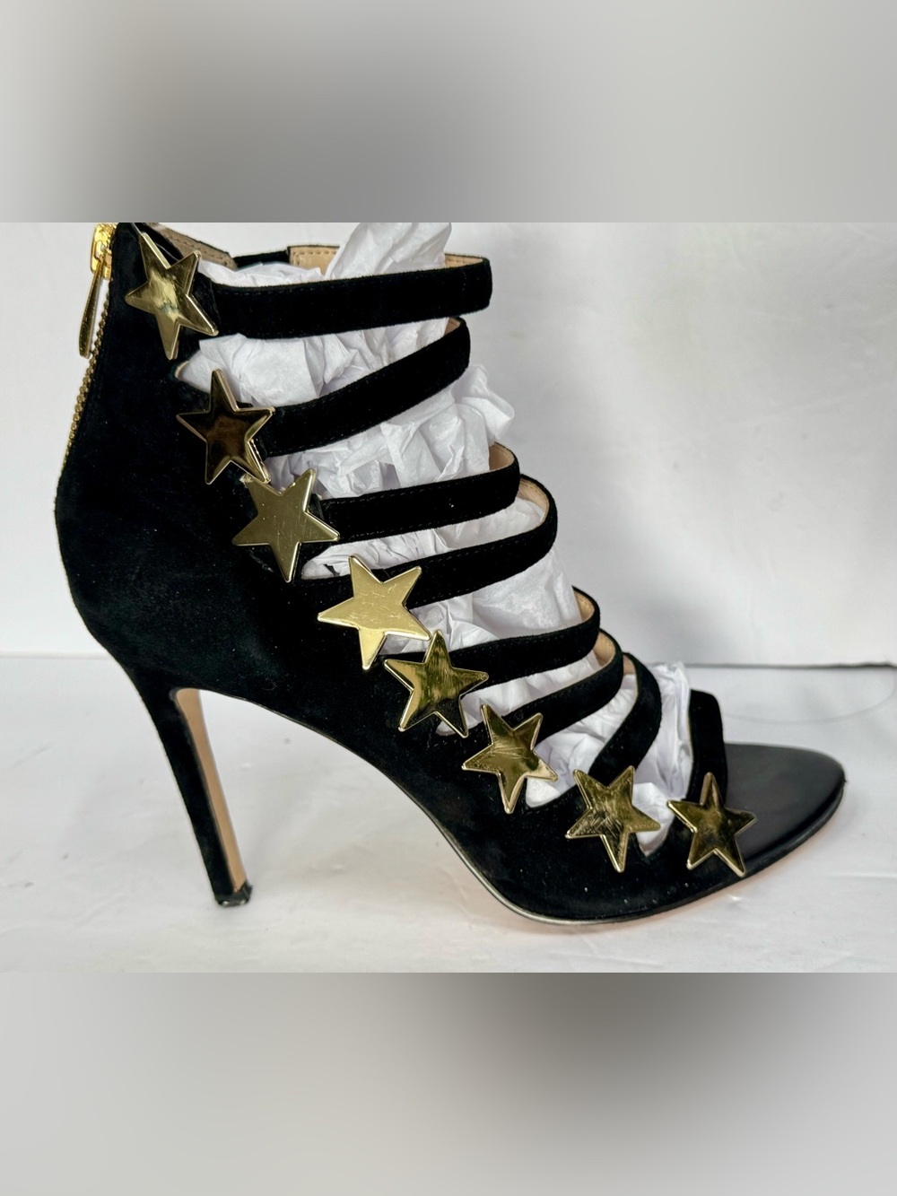 Katy Perry Collections Black Suede Strappy Stiletto Sandals - Picture 2 of 12